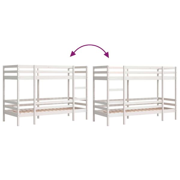 vidaXL Bunk Bed without Mattress White 90x190 cm Single Solid Wood Pine