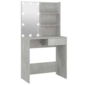vidaXL Dressing Table with LED Concrete Grey 74,5x40x141 cm