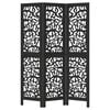 vidaXL Room Divider 3 Panels Black Solid Wood Paulownia