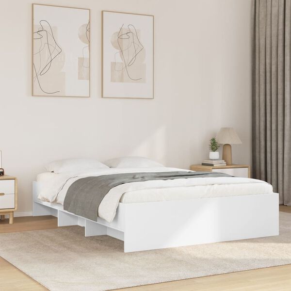 vidaXL Bed Frame without Mattress White 140x200 cm Engineered Wood