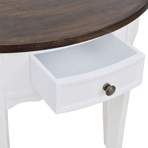 vidaXL Console Table with Drawer and Brown Top Half-round