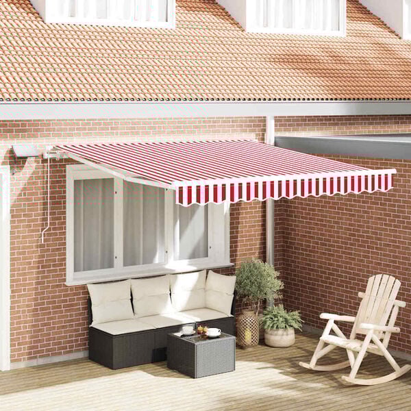 vidaXL Retractable Awning Red and White 350 x 250 cm Fabric and Steel