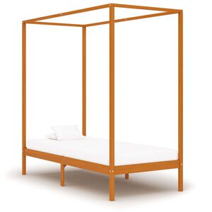 vidaXL Canopy Bed Frame without Mattress Honey Brown Solid Wood 90x200cm