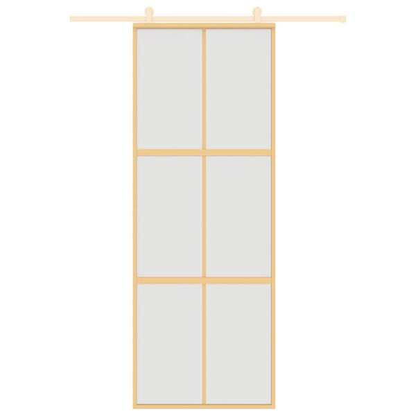 vidaXL Sliding Door Gold 76x205 cm Frosted ESG Glass and Aluminium