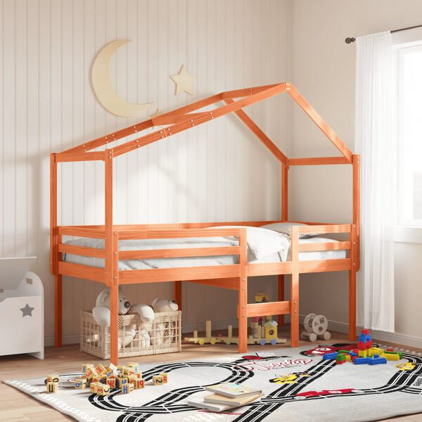 vidaXL High Sleeper Bed without Mattress Wax Brown 80x200 cm Solid Wood Pine