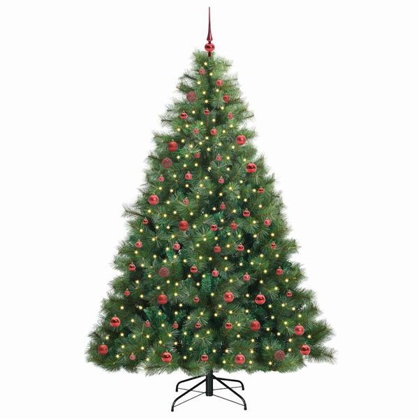 vidaXL Artificial Christmas Tree with 300 LEDs Green 210 cm PE and PVC
