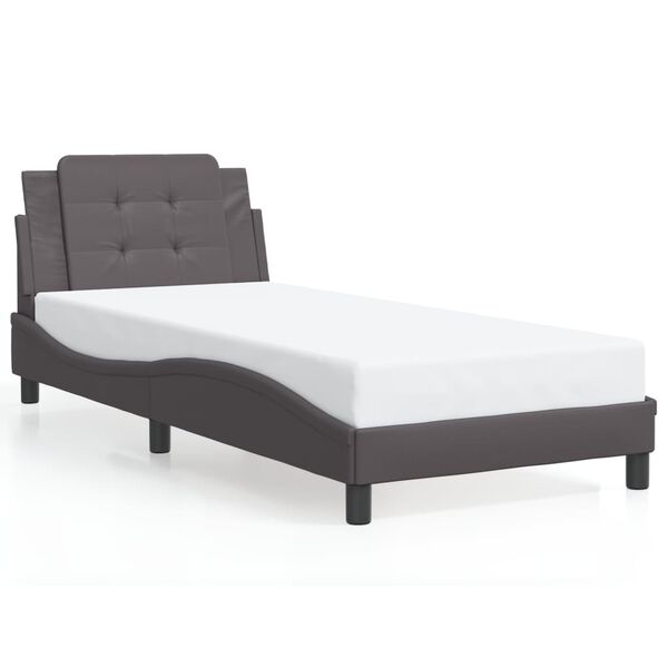 vidaXL Bed Frame without Mattress "Zadar" Grey 100x200 cm Faux Leather
