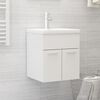 vidaXL Sink Cabinet with Built-in Basin High Gloss White Engineered Wood