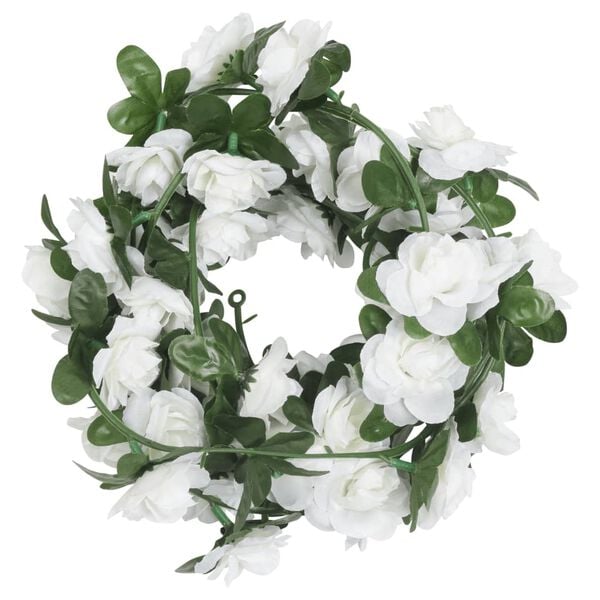vidaXL Flower Garlands 6 pcs White 240 cm