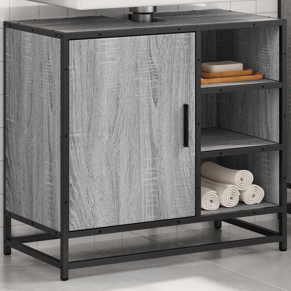 vidaXL Bathroom Sink Cabinet Grey Sonoma 65x33x60 cm Engineered Wood