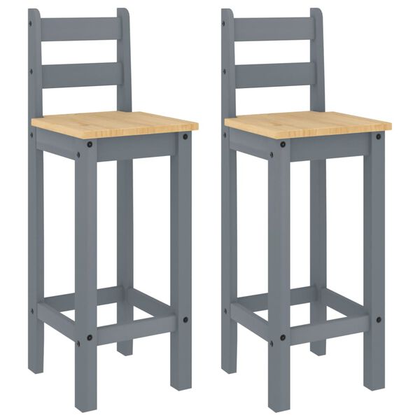 vidaXL Bar Chairs 2 pcs Grey Solid Wood Pine