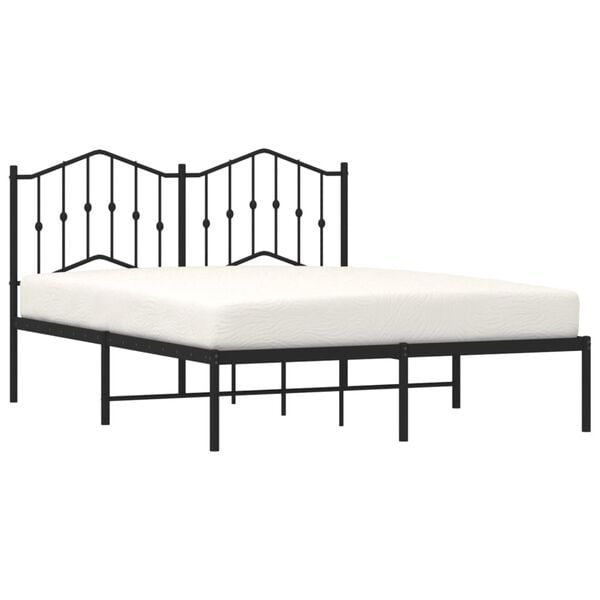vidaXL Metal Bed Frame without Mattress with Headboard Black 140x200cm