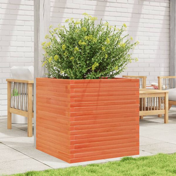 vidaXL Garden Planter Wax Brown 70x70x68.5 cm Solid Wood Pine