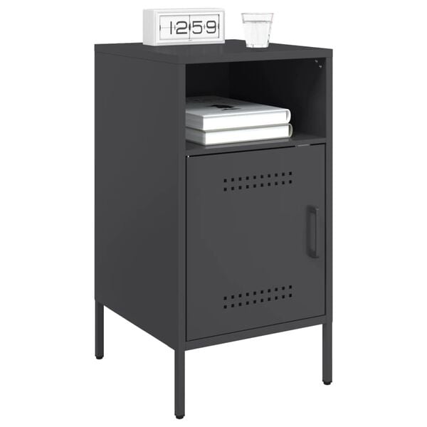 vidaXL Bedside Cabinets 2 pcs Black 36x39x68 cm Steel