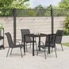 vidaXL Garden Dining Set 5 pcs Black Powder-Coated Steel