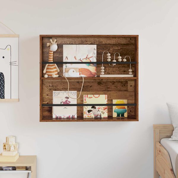 vidaXL Magazine Rack Old Wood 80 x 12 x 70 cm Engineered Wood