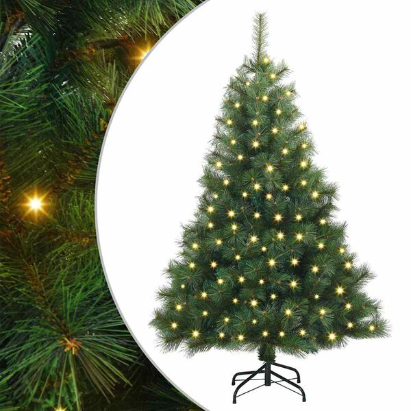 vidaXL Artificial Christmas Tree with 150 LEDs Green 120 cm PE and PVC