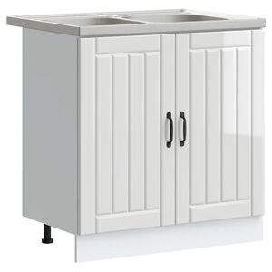 vidaXL Sink Base Cabinet Lucca 2 pcs High Gloss White Engineered Wood