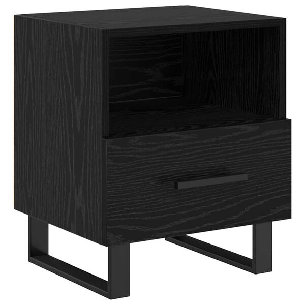 vidaXL Bedside Cabinet Black Oak 40 x 35 x 47.5 cm Engineered Wood