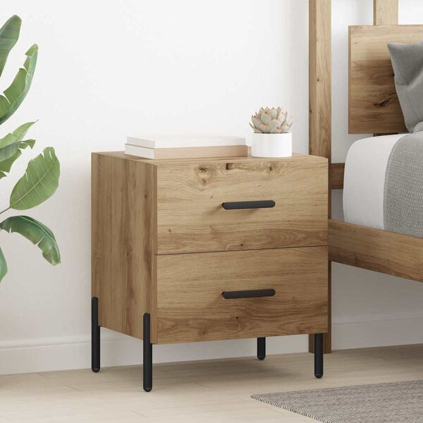 vidaXL Bedside Cabinet with Drawer 2 pcs Artisan Oak 40 x 35 x 47.5 cm