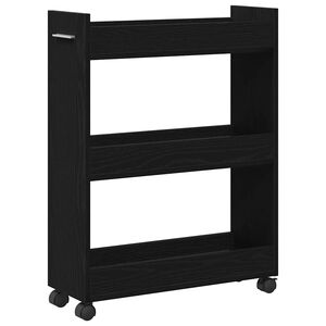 vidaXL Cabinet with Wheel Black Oak 60 x 22 x 79 cm