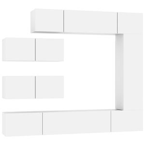 vidaXL Tv Cabinet Set | Set of 7 | White | Engineered Wood | Medium to Large