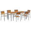 vidaXL Garden Dining Set 7 pcs Grey Solid Acacia Wood