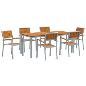 vidaXL Garden Dining Set 7 pcs Grey Solid Acacia Wood