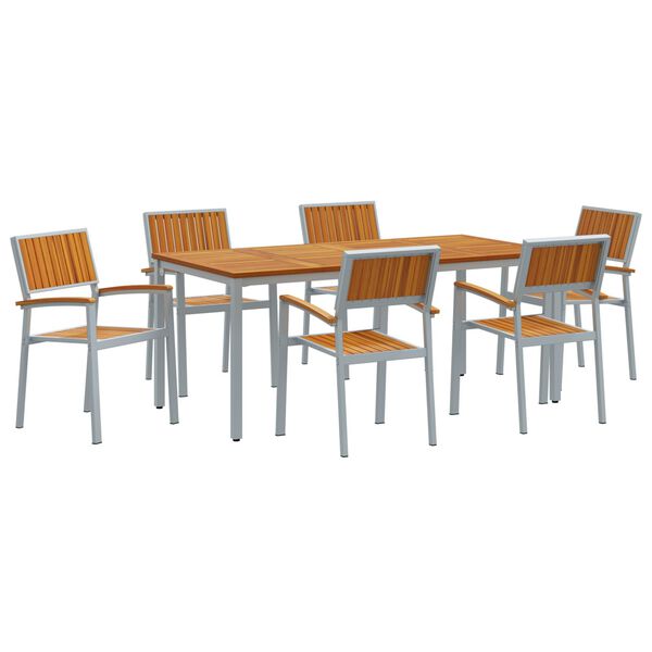 vidaXL Garden Dining Set 7 pcs Grey Solid Acacia Wood