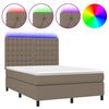 vidaXL Box Spring Bed with Mattress&LED Taupe 140x200 cm Fabric