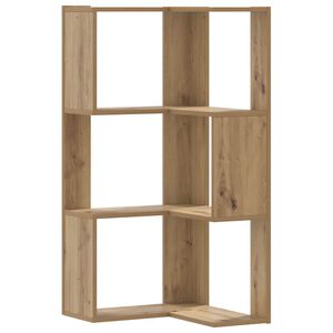 vidaXL Corner Bookcase 3-Tier Artisian Oak 50x50x102 cm Engineered Wood