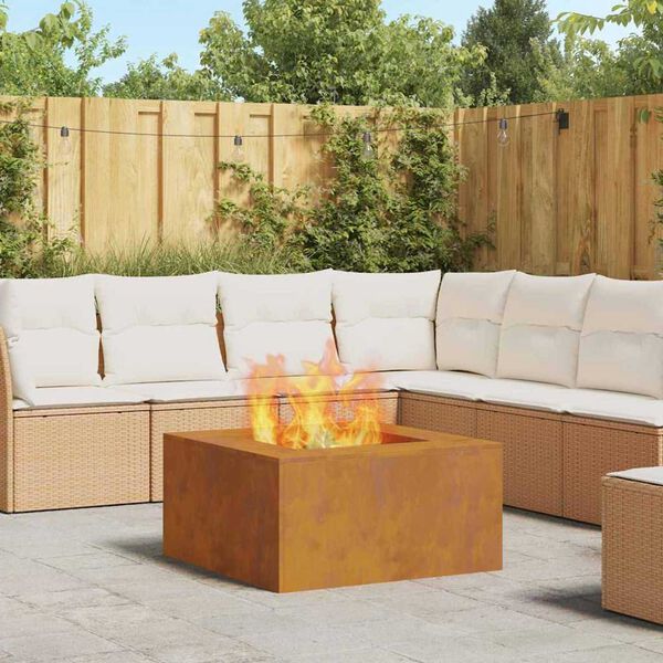 vidaXL Fire Pit Brown 80 x 80 x 40 cm Weathering steel