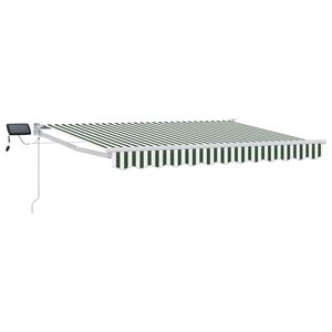 vidaXL Manual Retractable Awning with LEDs Green and White 3 x 2.5 m