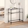 vidaXL Console Table with Black Glass Top 80x35x81 cm Steel