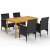 vidaXL 5 Piece Garden Dining Set with Cushions Black