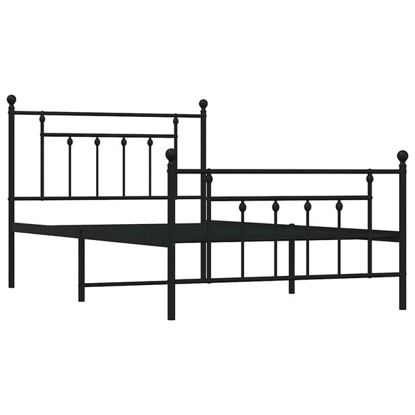 vidaXL Metal Bed Frame without Mattress with Footboard Black 100x200cm