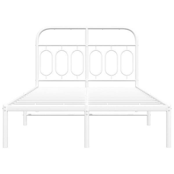vidaXL Metal Bed Frame without Mattress with Headboard White 120x190cm