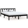 vidaXL Bed Frame without Mattress Black Solid Wood Double