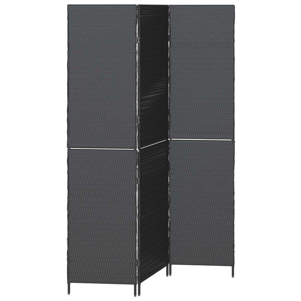 vidaXL Room Divider Folding Manual Black 146 x 180 cm Poly Rattan