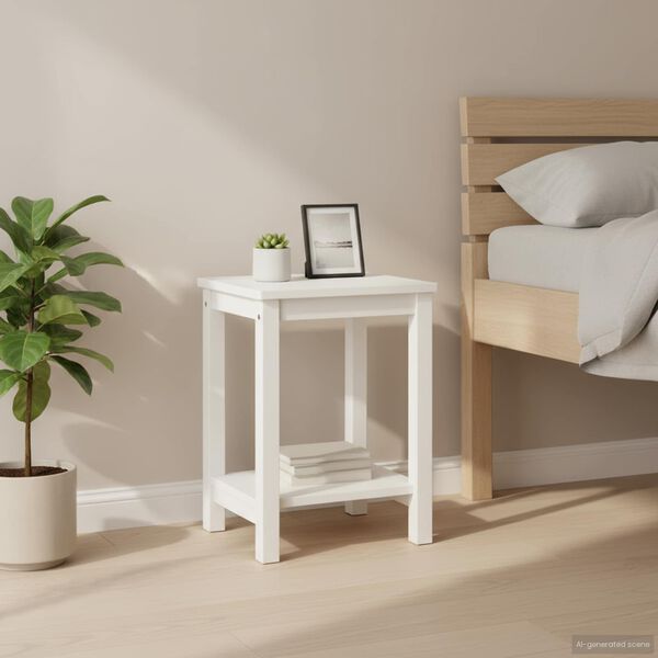 vidaXL Bedside Cabinet White 35x30x47 cm Solid Pinewood