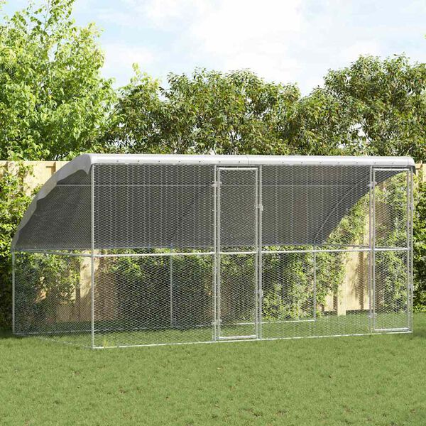vidaXL Chicken Cage Silver 400 x 200 x 198.5 cm Galvanised Steel