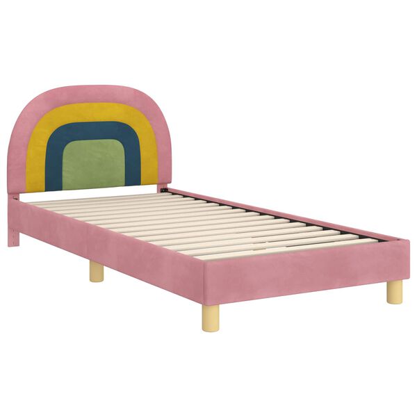 vidaXL Children's Bed Frame with Headboard Pink 90 x 200 cm Velvet