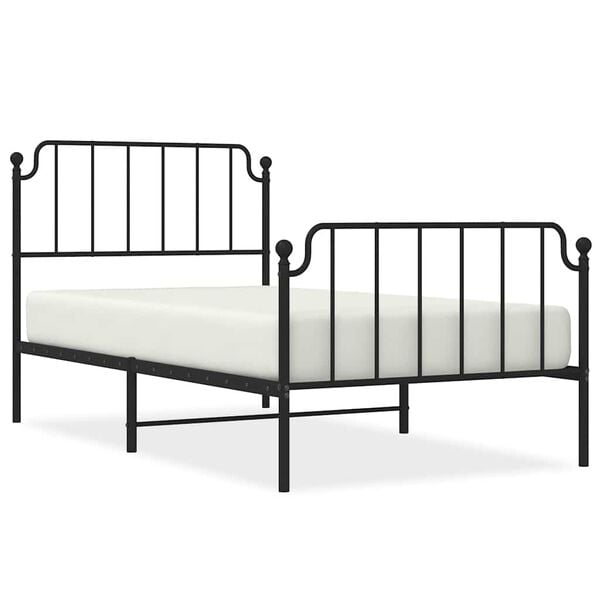 vidaXL Metal Bed Frame without Mattress with Footboard&nbsp;Black 100x190cm