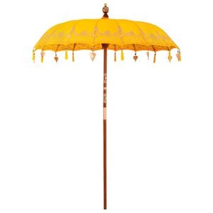vidaXL Balinese Parasol Yellow (180-190) x 260 cm Cotton and Wood