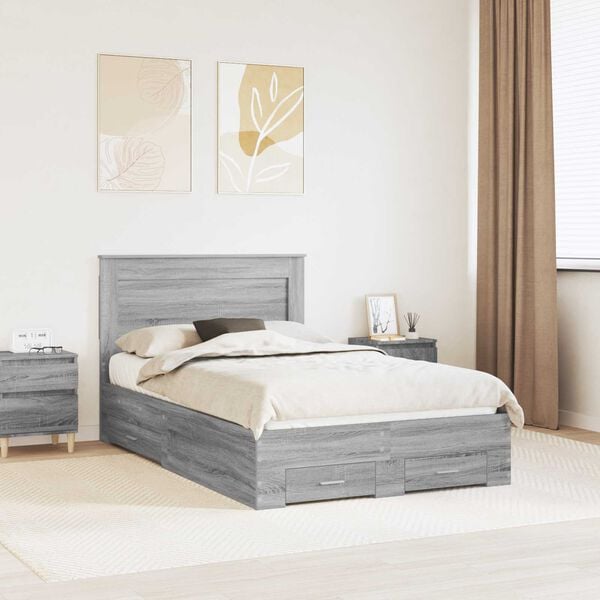 vidaXL Bed Frame with Drawer with Headboard Manual Engineered Wood