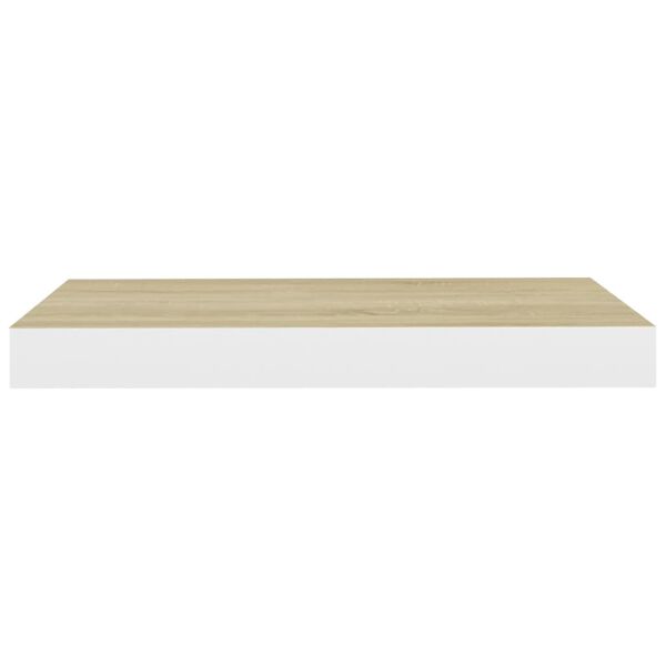 vidaXL Floating Wall Shelf Oak and White 50x23x3.8 cm MDF