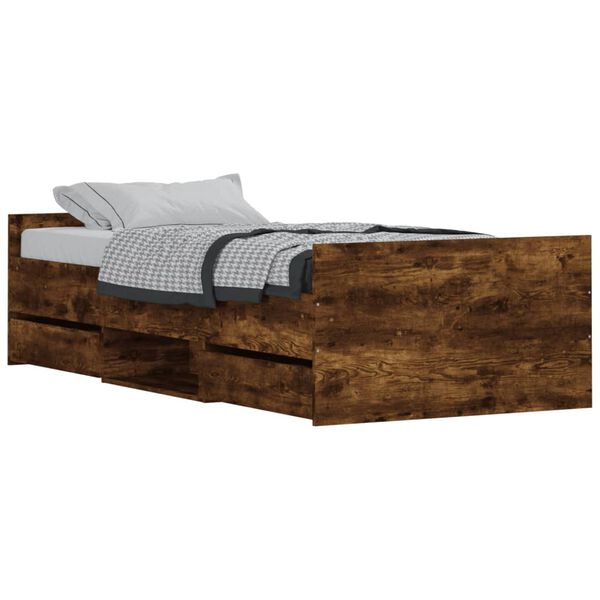 vidaXL Bed Frame without Mattress Smoked Oak 90x200 cm