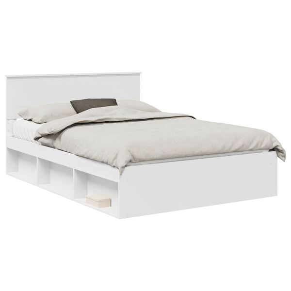 vidaXL Bed Frame with Headboard White 140 x 190 cm Engineered wood