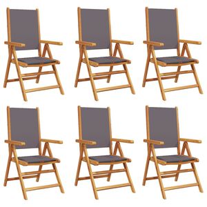 vidaXL Reclining Garden Chairs 6 pcs Anthracite Fabric and Solid Wood