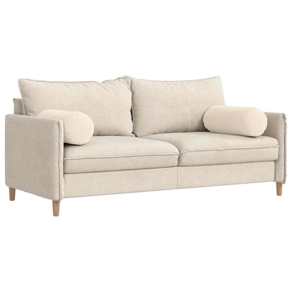 vidaXL Bolster Pillows 2 pcs Beige Ø 25 x 70 cm Microfibre Fabric